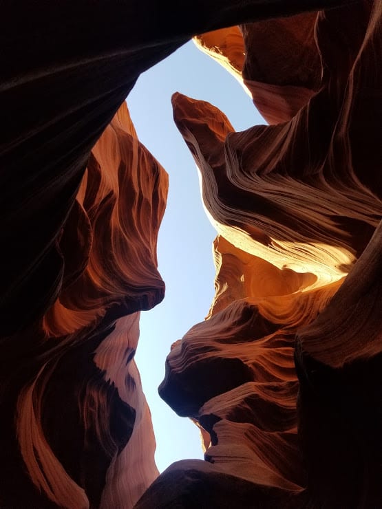 a seahorse shaped silhouette on the walls of Antelope Canyon