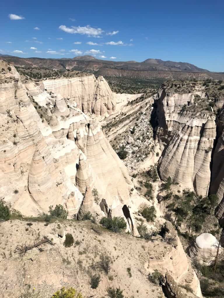 the Tent Rock hoodoos from the top of the mesa
