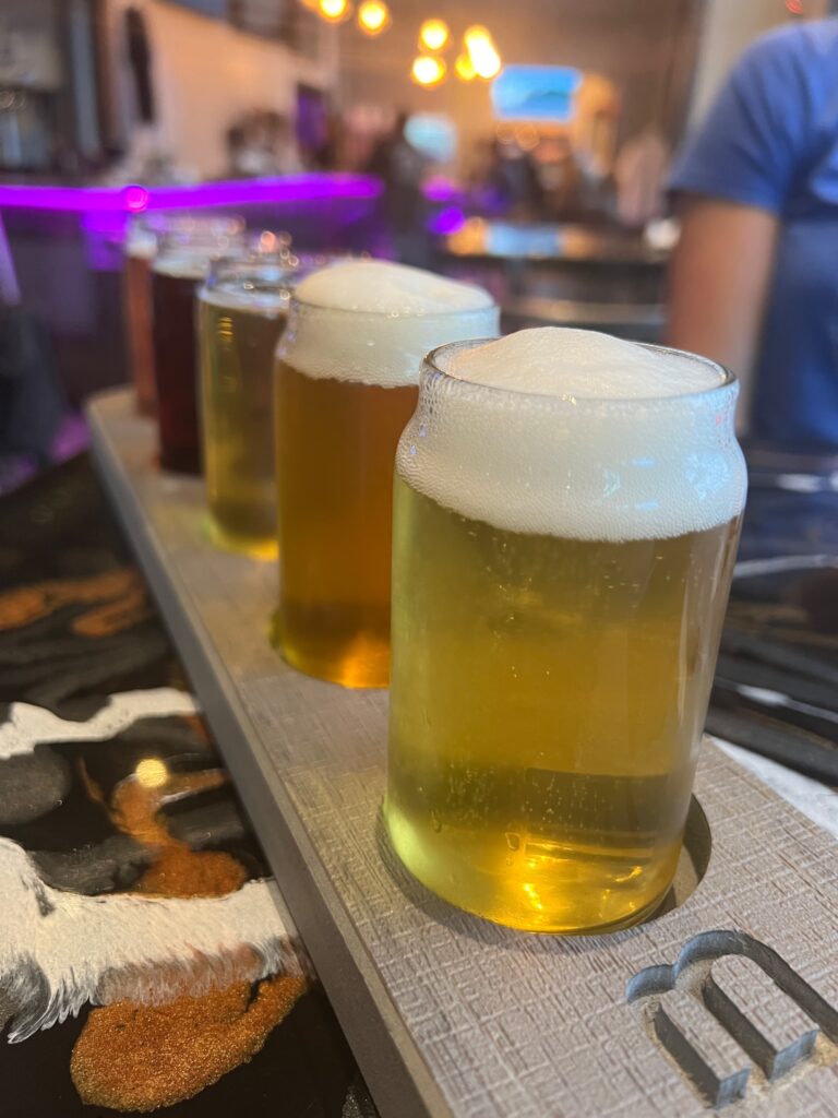 a flight of beer from The Blake in Canmore