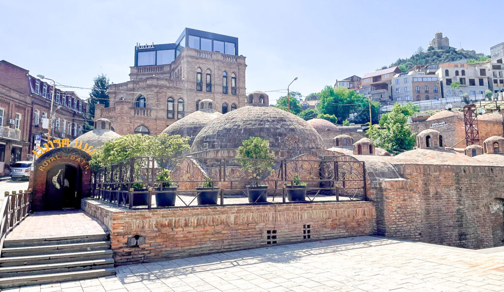 a close-up of a brick-domed roof at the sulfur baths of Tbilisi